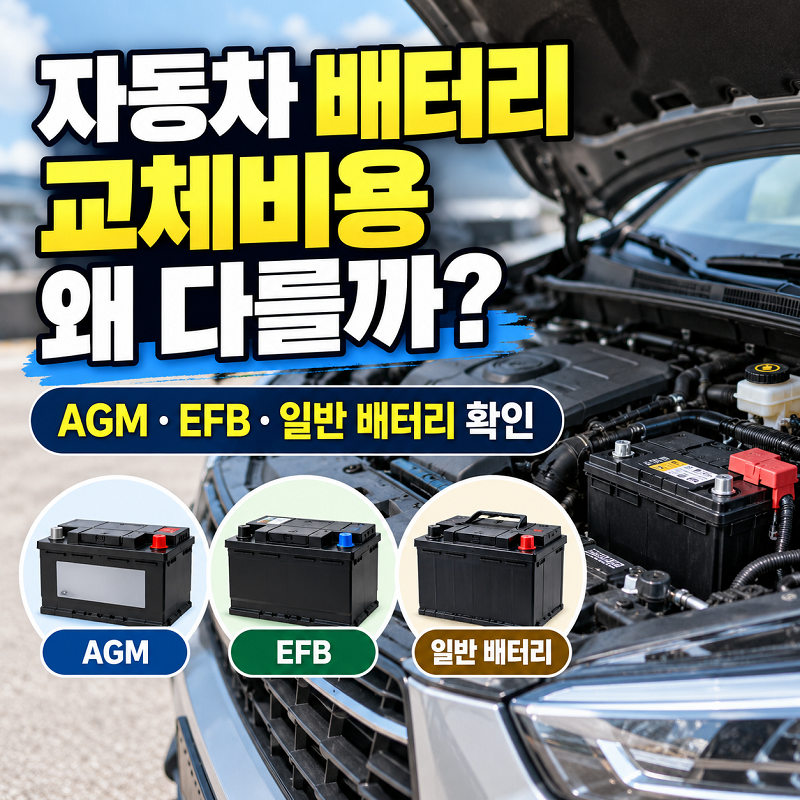 자동차 배터리 교체비용 AGM EFB 일반 배터리 차이