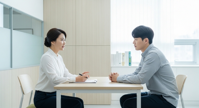 직접 상담하는 두 사람