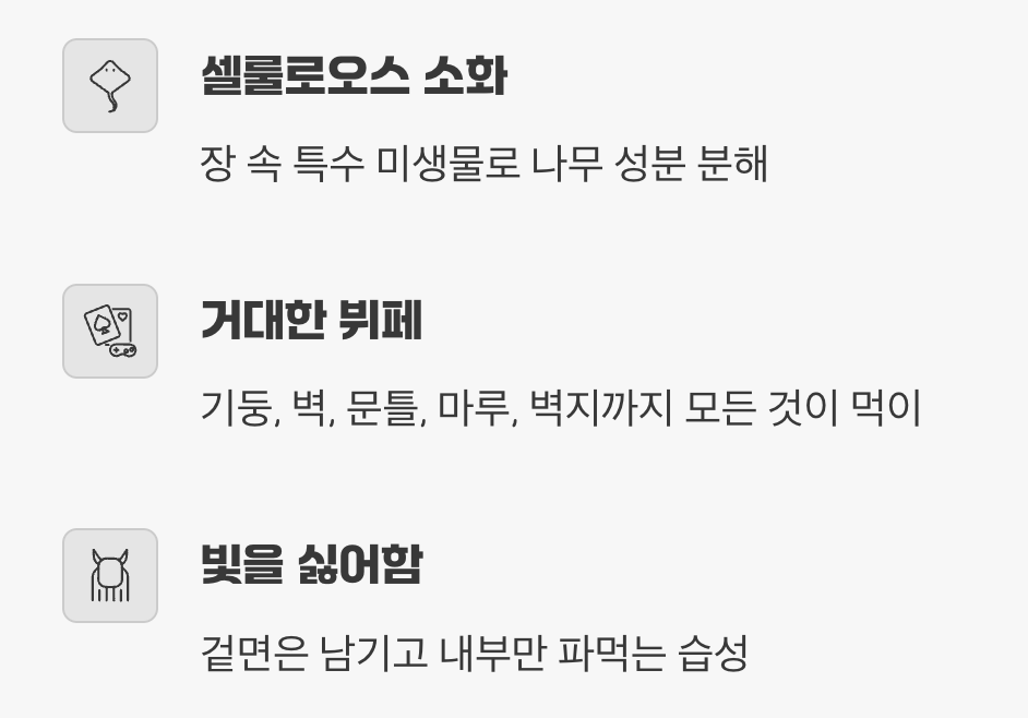 어둠 속의 미식가, 나무를 먹는 이유