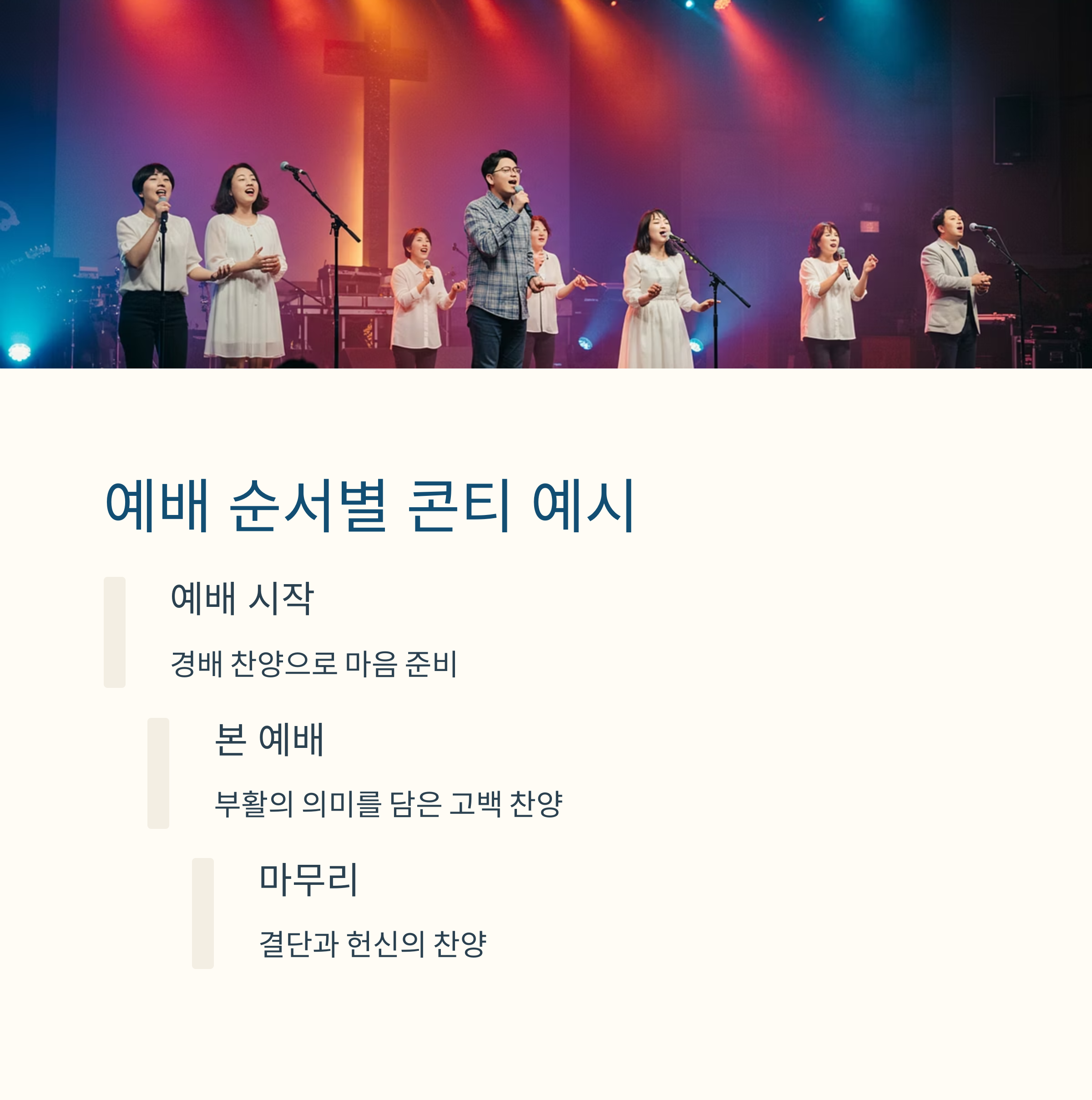 예배 순서에 맞춘 콘티 예시