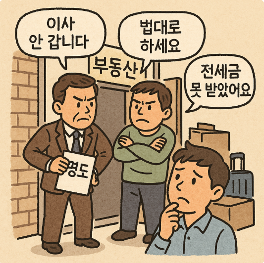 부동산 낙찰 후 명도 관련 고민하는 관련 이미지