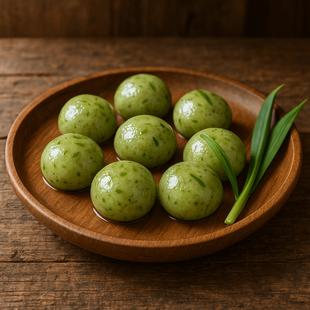 경북 청도 민속장에서 전해지던 마늘잎 찹쌀떡