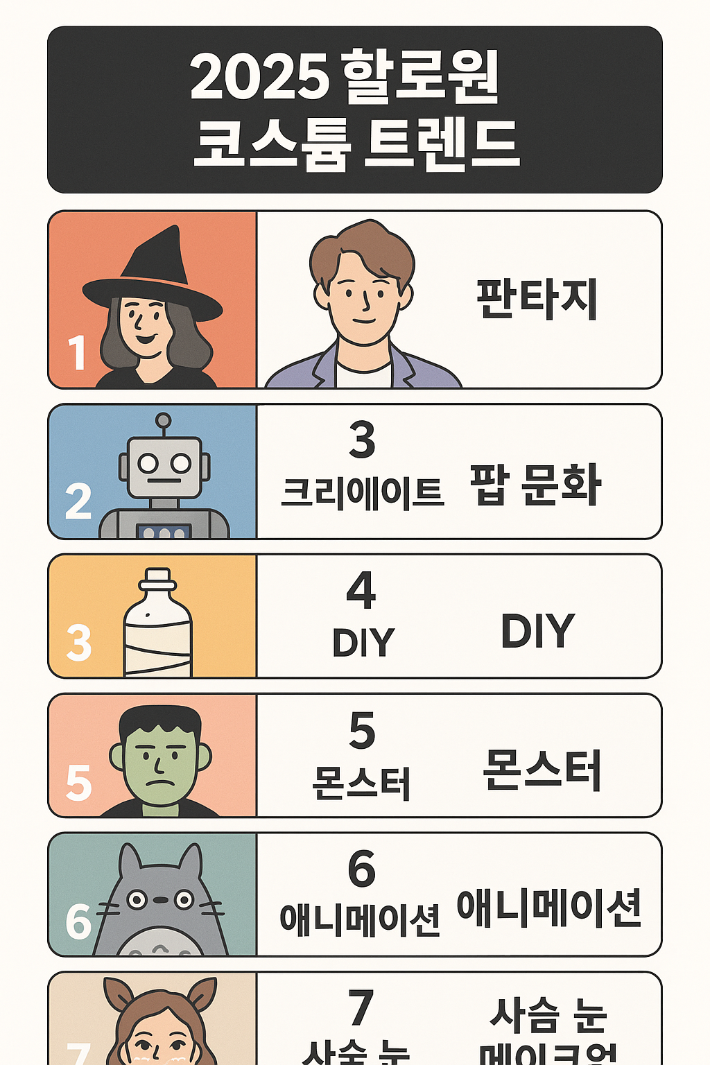 2025년 인기 캐릭터 TOP 7