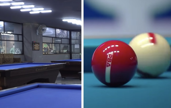 국제식 대대가 설치된 당구장(좌)와 쓰리쿠션 전용 3구당구공(PBA공인구)