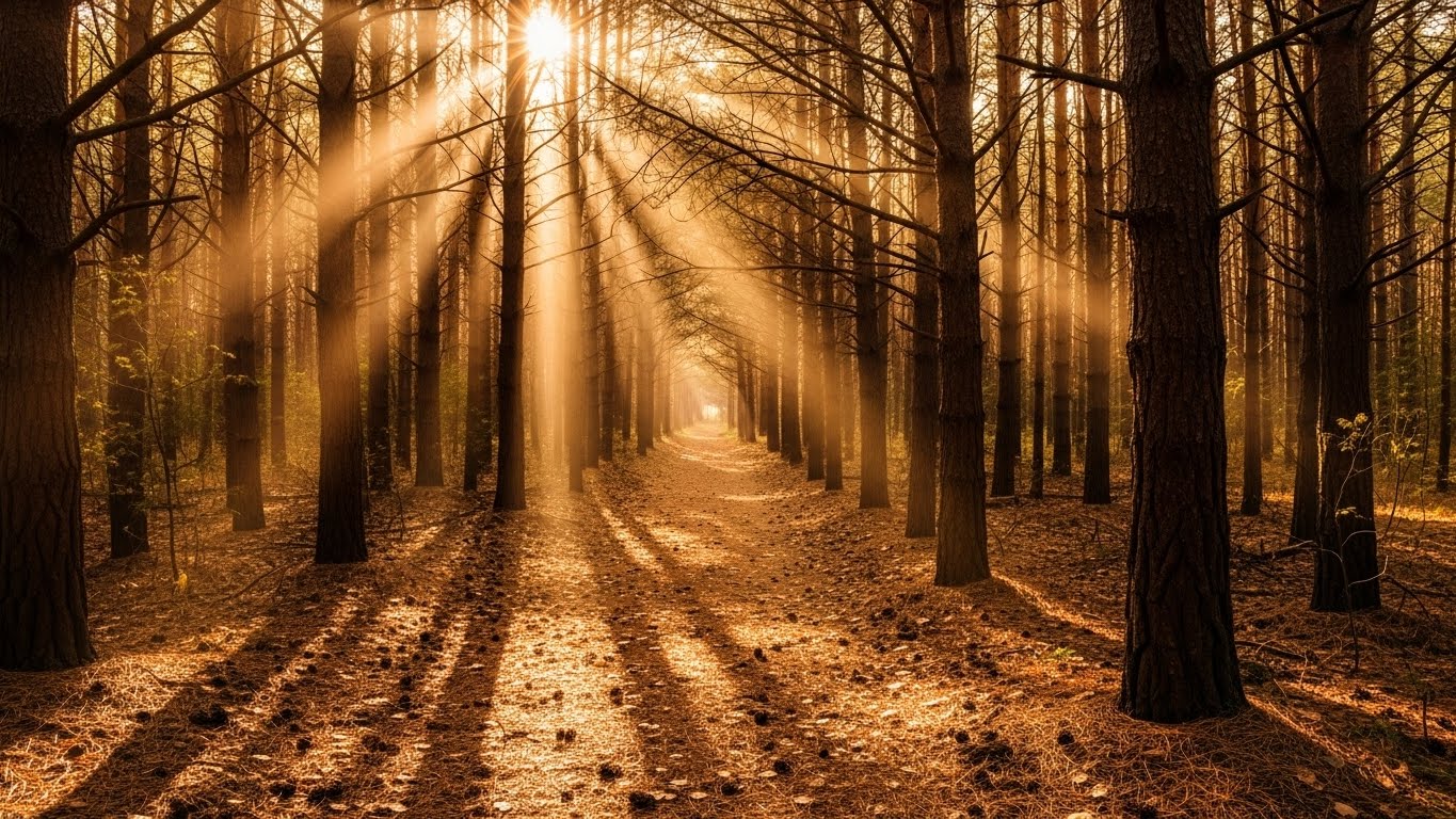 독소 배출과 심리적 안정을 돕는 평온하고 아름다운 아침 숲길의 풍경