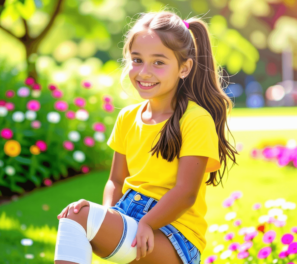 다리를 다친 소녀