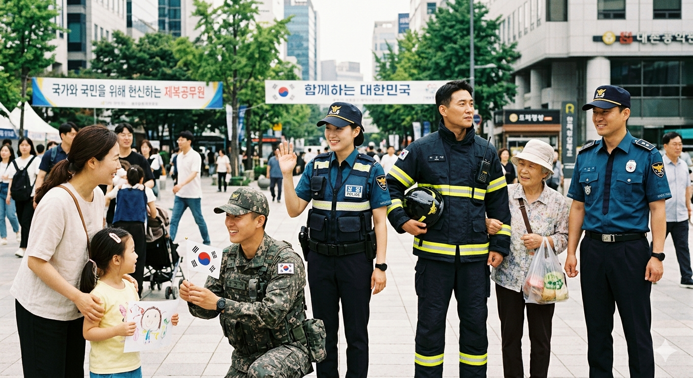 군인, 경찰, 소방, 교정 공무원 등 국가와 국민을 위해 헌신하는 제복공무원이미지
