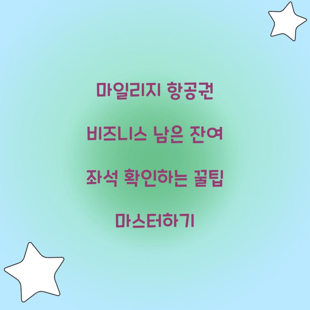 마일리지 항공권 비즈니스 남은 잔여 좌석 