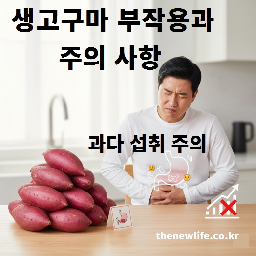 생고구마 과다 섭취 시 나타날 수 있는 부작용과 주의 사항 안내 이미지