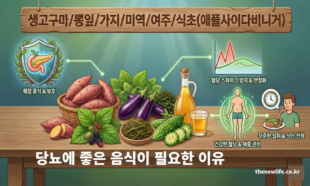 당뇨에 좋은 음식 섭취가 필요한 이유를 설명한 이미지