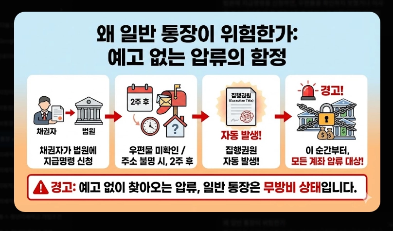 일반통장 vs 압류방지통장 차이 보호 금액 및 개설 조건 비교표 (2026년)