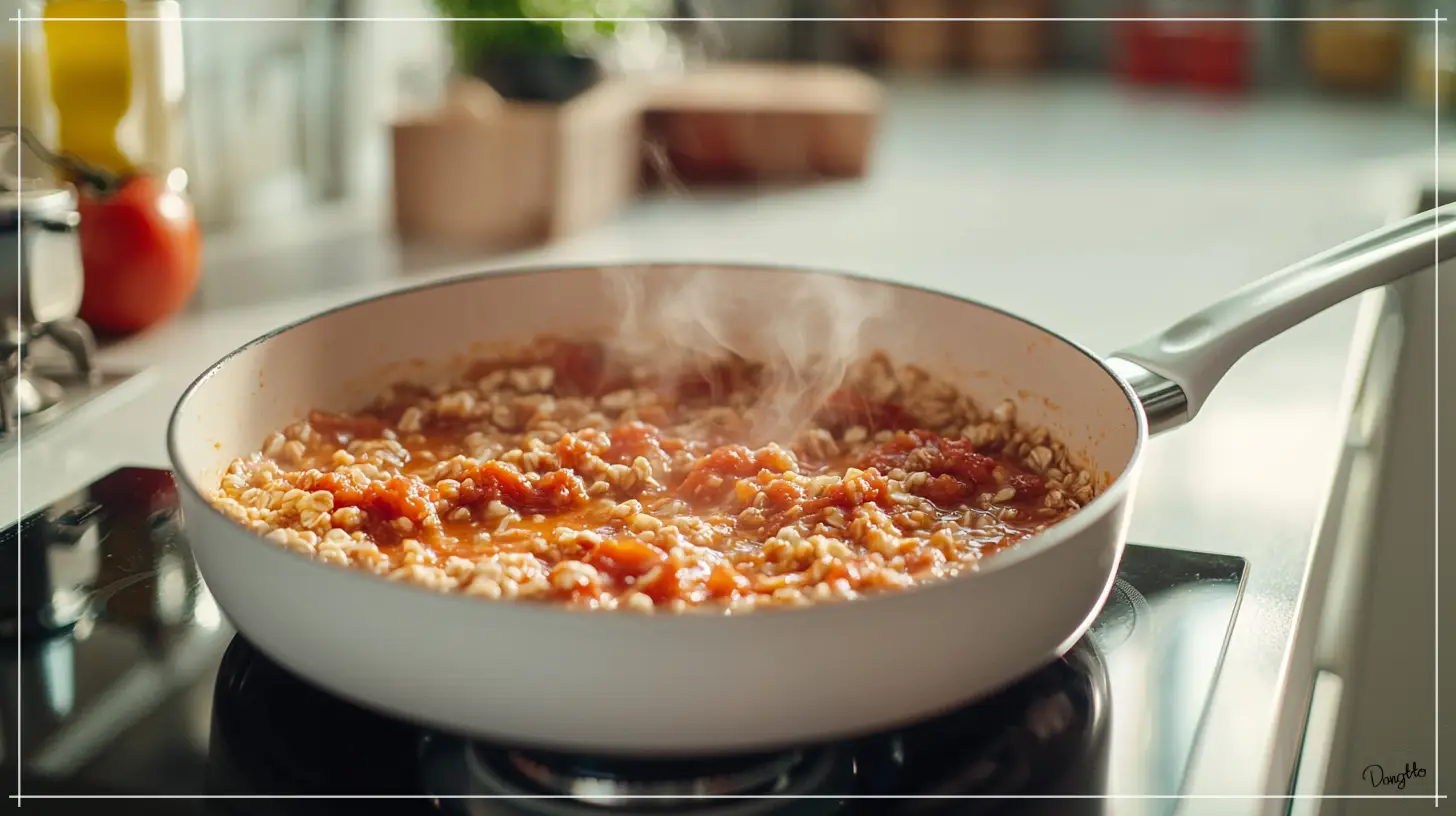 오트밀-먹는법인-오트밀-리조또를-만들기-위해-토마토와-물과-오트밀을-넣고-프라이펜에-끓이는-과정