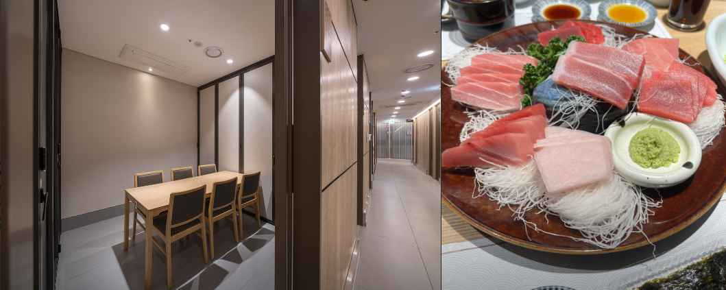 이춘복참치 룸. 참치회 사진.