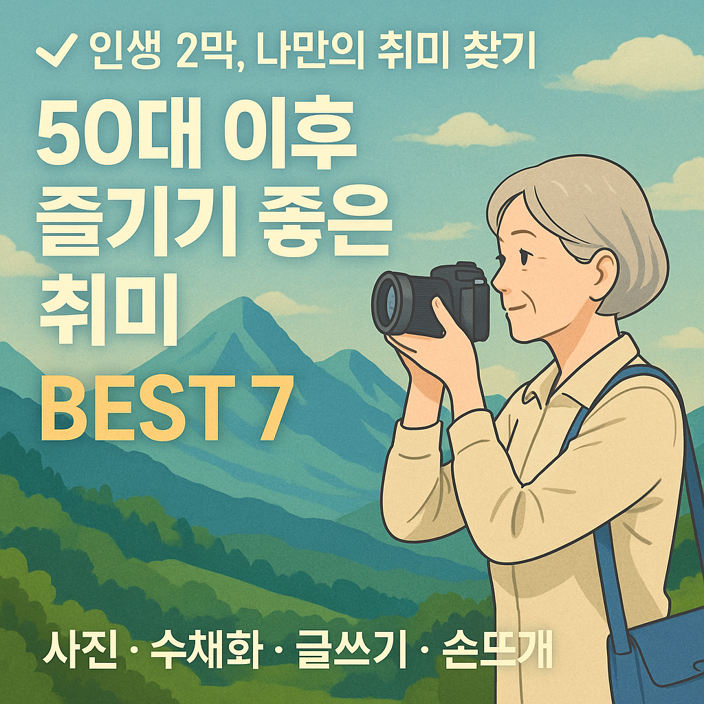 인생 2막, 나만의 취미 찾기 50대 이후 즐기기 좋은 취미 BEST 7