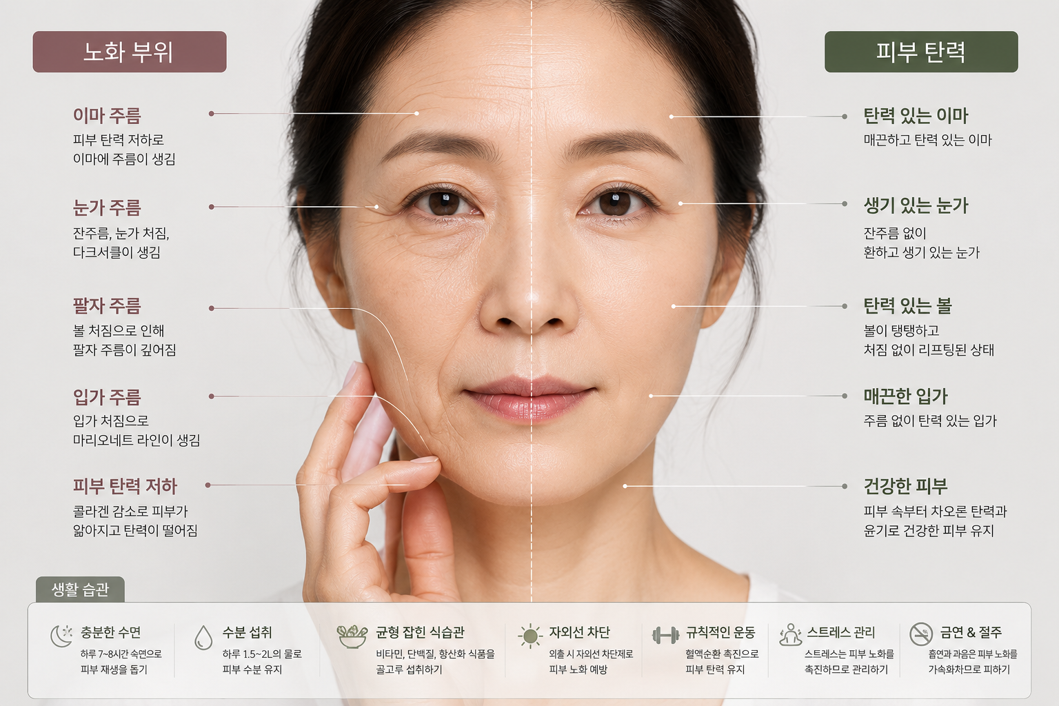 피부 탄력과 노화 관리 인포그래픽