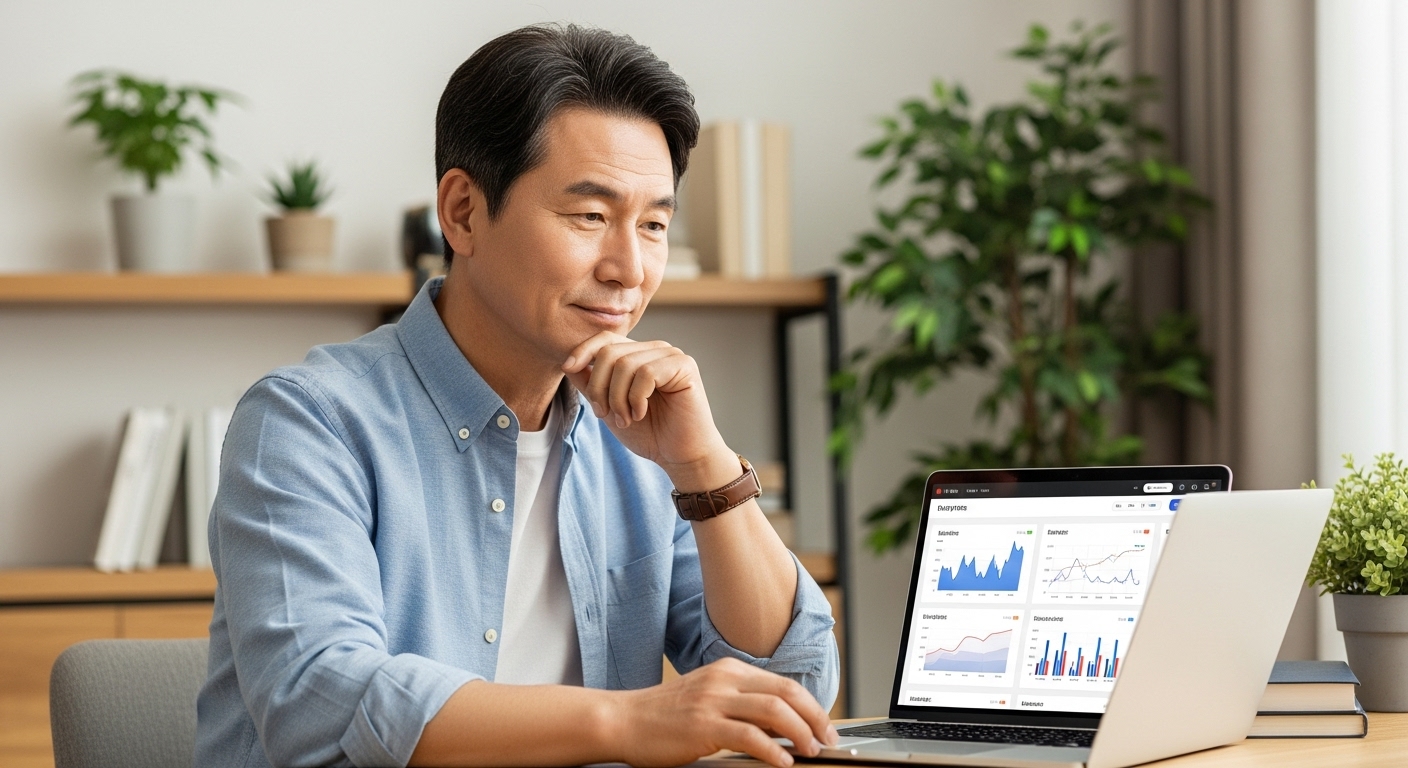 블로그 유입 통계를 분석하는 모습