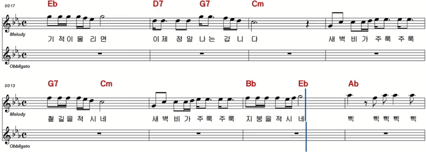 혜은이 새벽비 악보